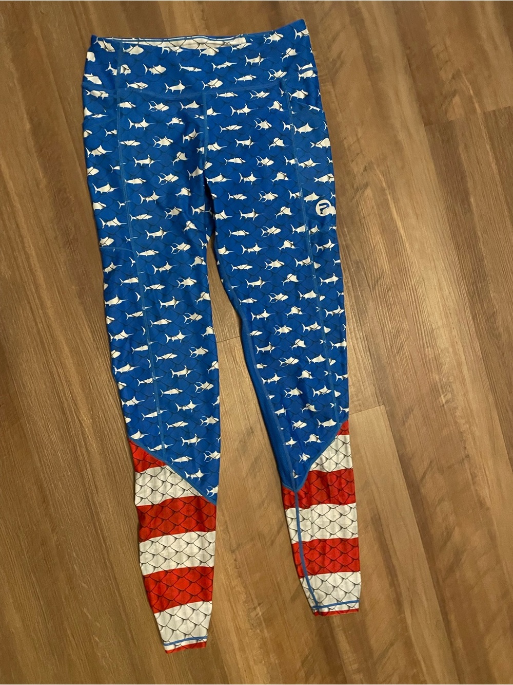 Blue American Flag Fish pattern legging